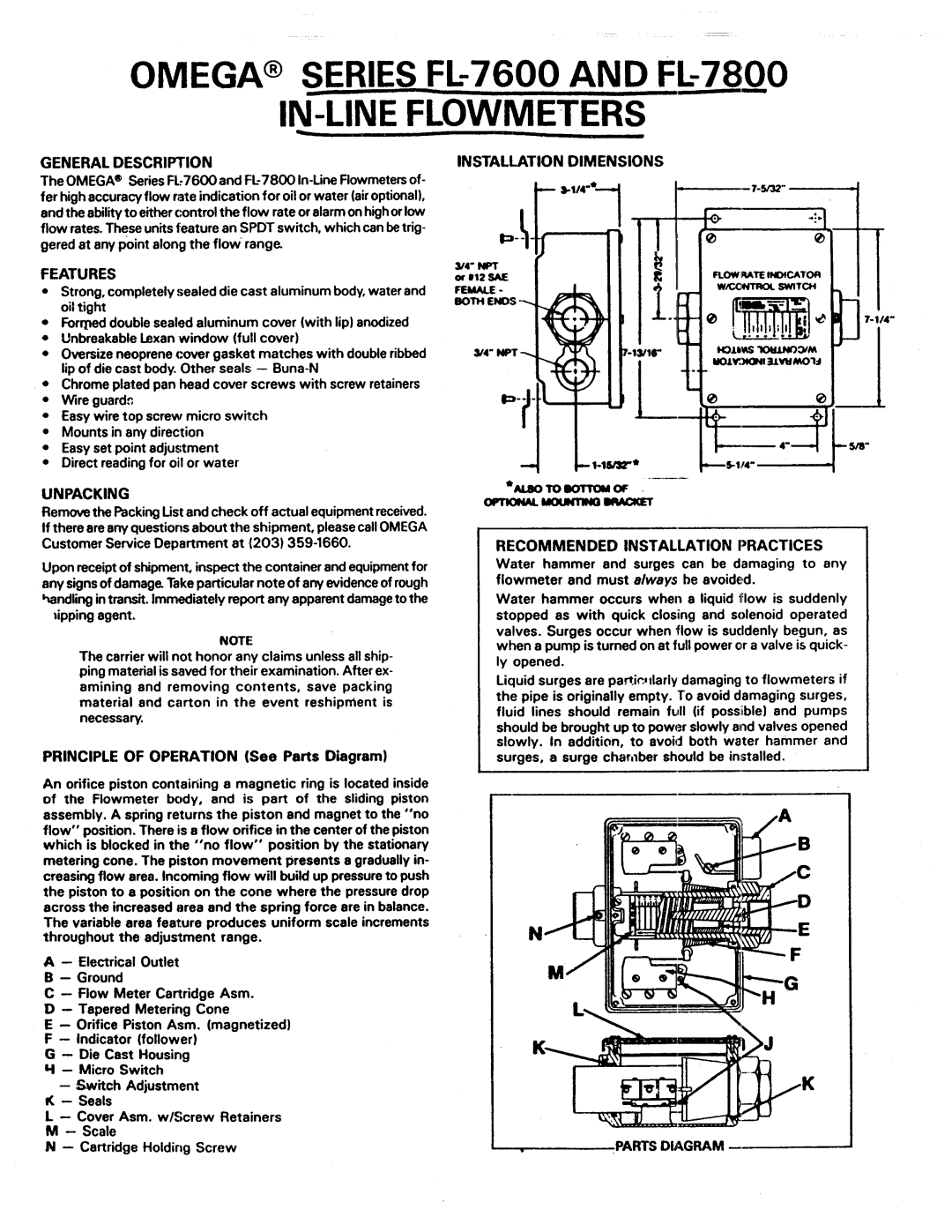 Omega Speaker Systems FL-7600, FL-7800 manual 