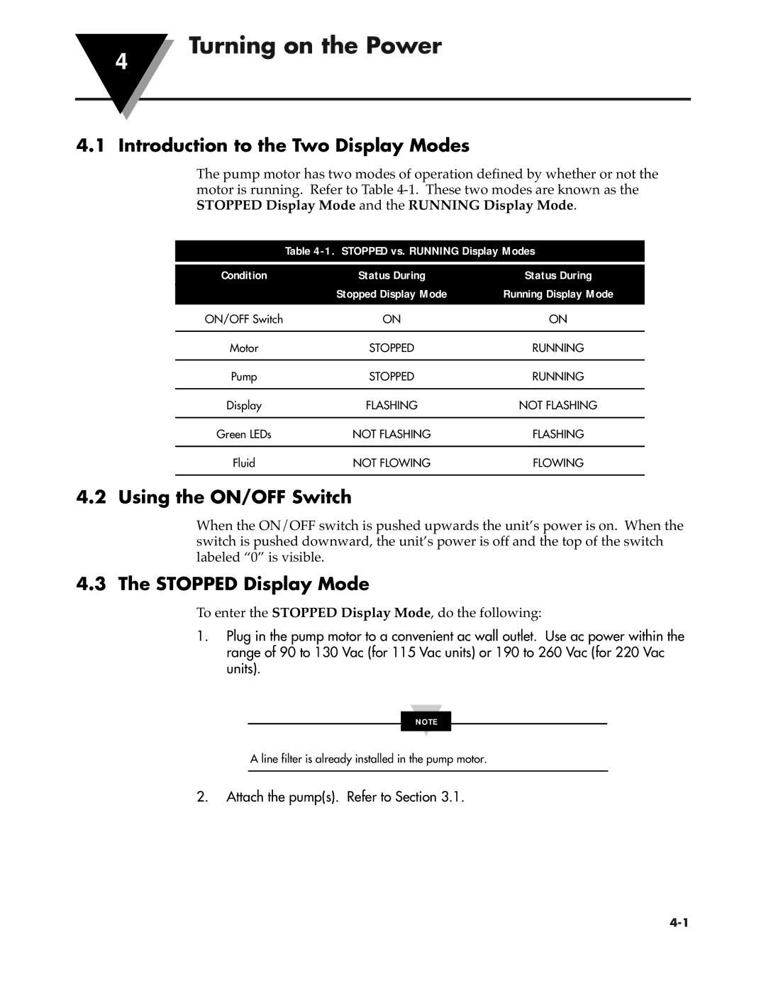 Omega Speaker Systems FPU5-MT-110 Turning on the Power, Introduction to the Two Display Modes, Using the ON/OFF Switch 