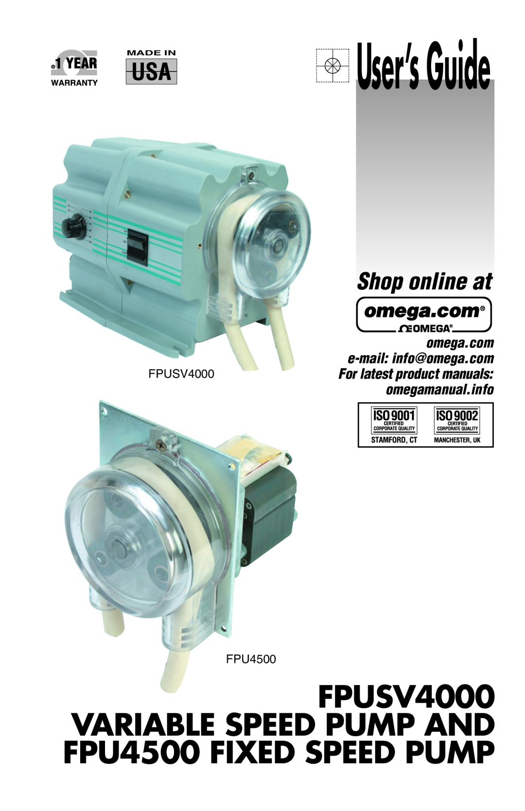 Omega Speaker Systems manual User’s Guide, FPUSV4000, VARIABLE SPEED PUMP AND FPU4500 FIXED SPEED PUMP, Shop online at 