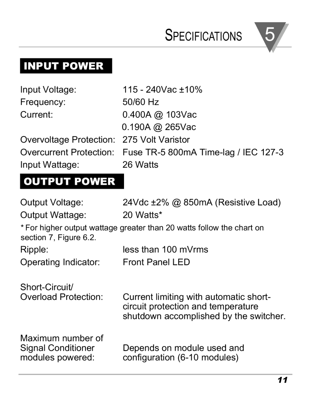 Omega Speaker Systems iDRN-PS-1000 manual Specifications, Input Power 