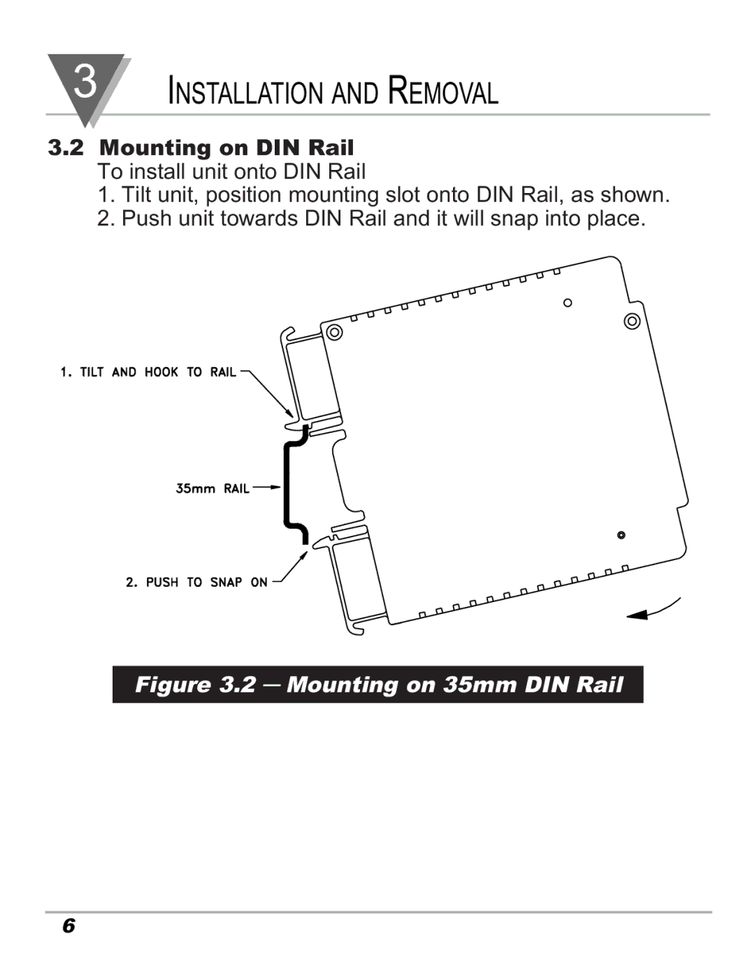 Omega Speaker Systems iDRN-PS-1000 manual Mounting on DIN Rail, Mounting on 35mm DIN Rail 