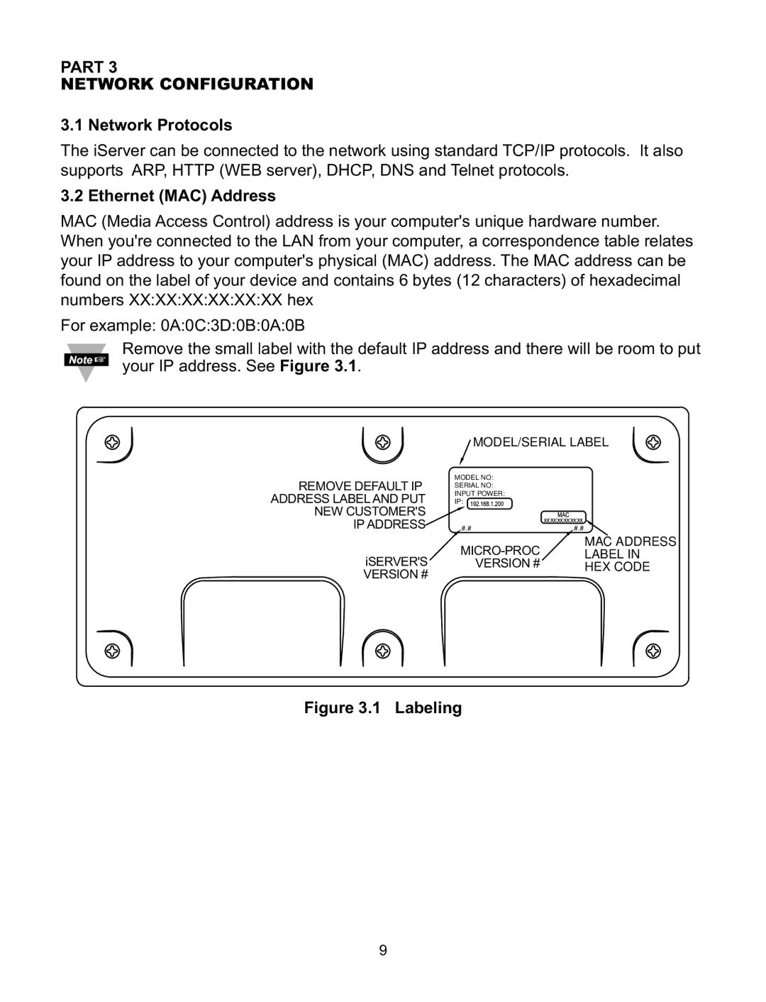 Omega Speaker Systems iLD Series manual Part Network Configuration, Network Protocols, Ethernet MAC Address 