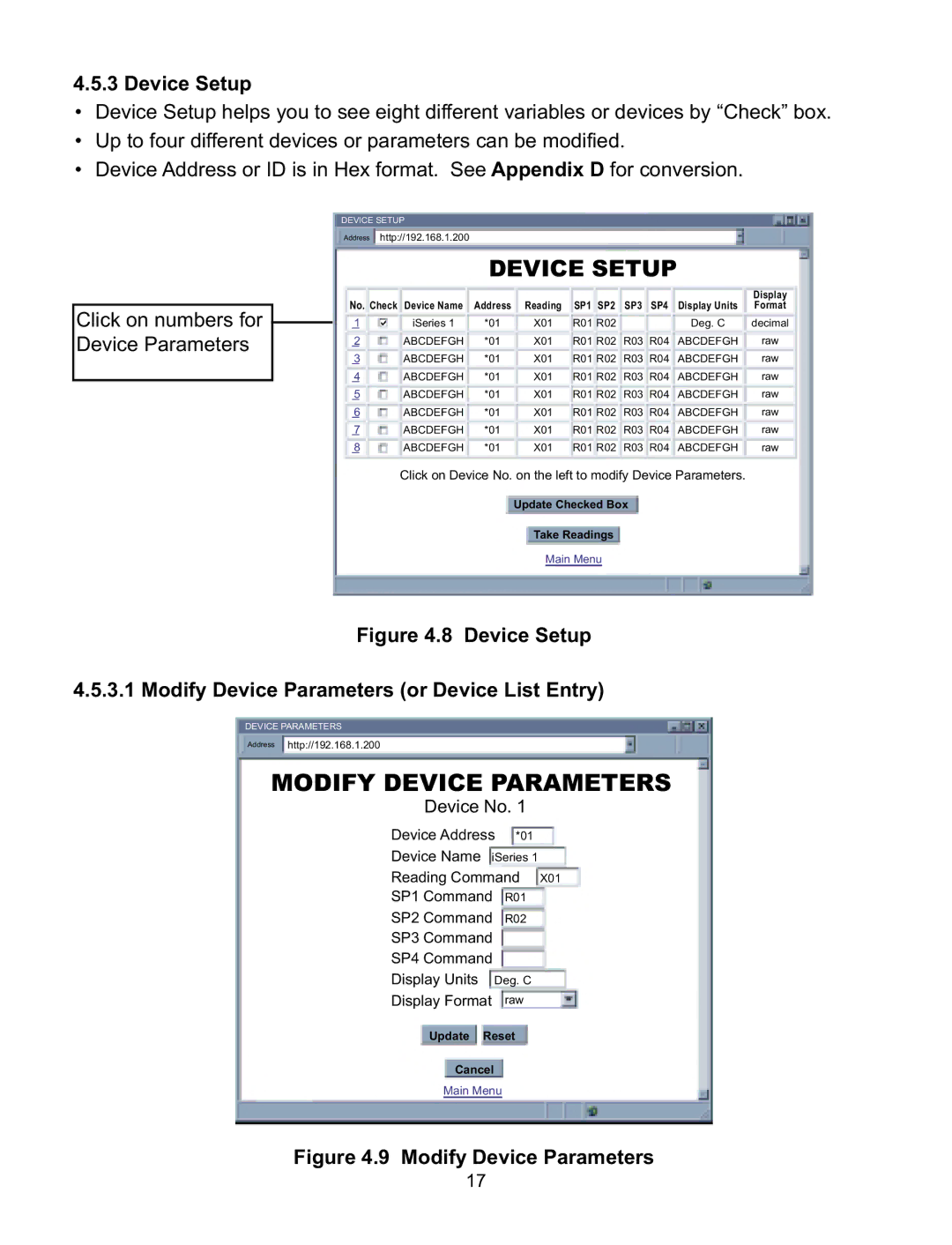 Omega Speaker Systems iLD Series manual Device Setup Modify Device Parameters or Device List Entry 