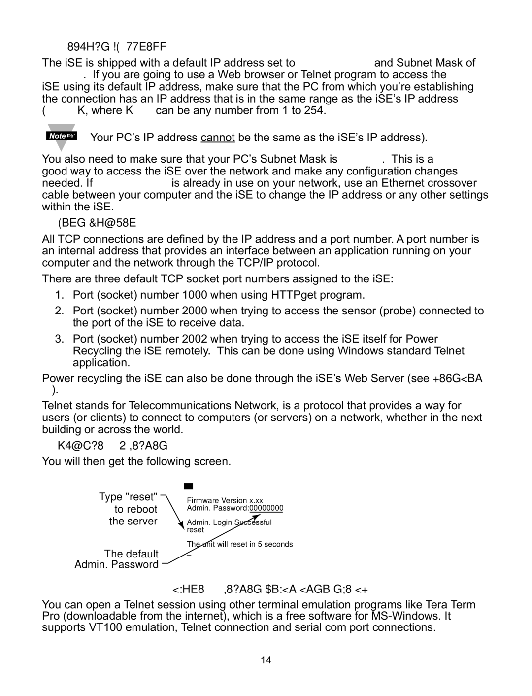 Omega Speaker Systems iSE-TC manual Default IP Address, Port Number, Example C\Telnet 192.168.1.200 