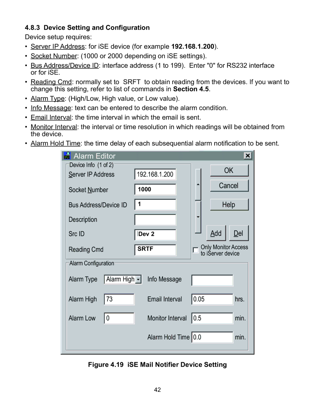 Omega Speaker Systems iSE-TC Device Setting and Configuration Device setup requires, iSE Mail Notifier Device Setting 