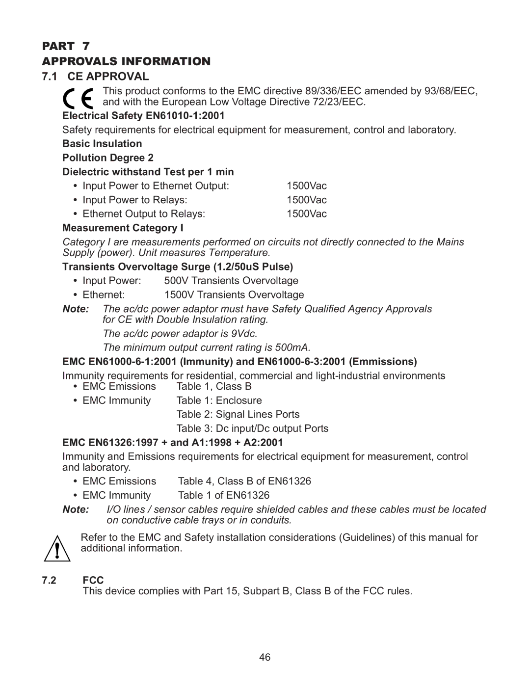 Omega Speaker Systems iSE-TC manual Part Approvals Information CE Approval, Measurement Category 