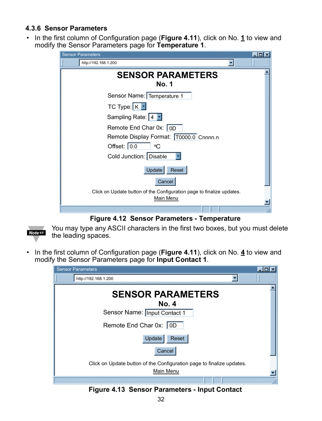 Omega Speaker Systems iSE-TC manual 12 Sensor Parameters - Temperature, 13 Sensor Parameters - Input Contact 