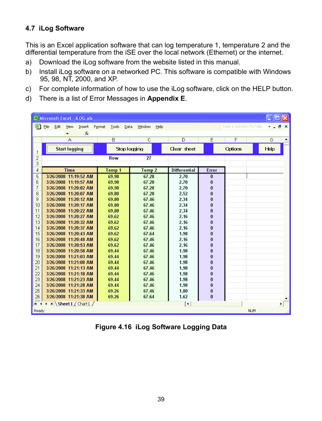Omega Speaker Systems iSE-TC manual 16 iLog Software Logging Data 