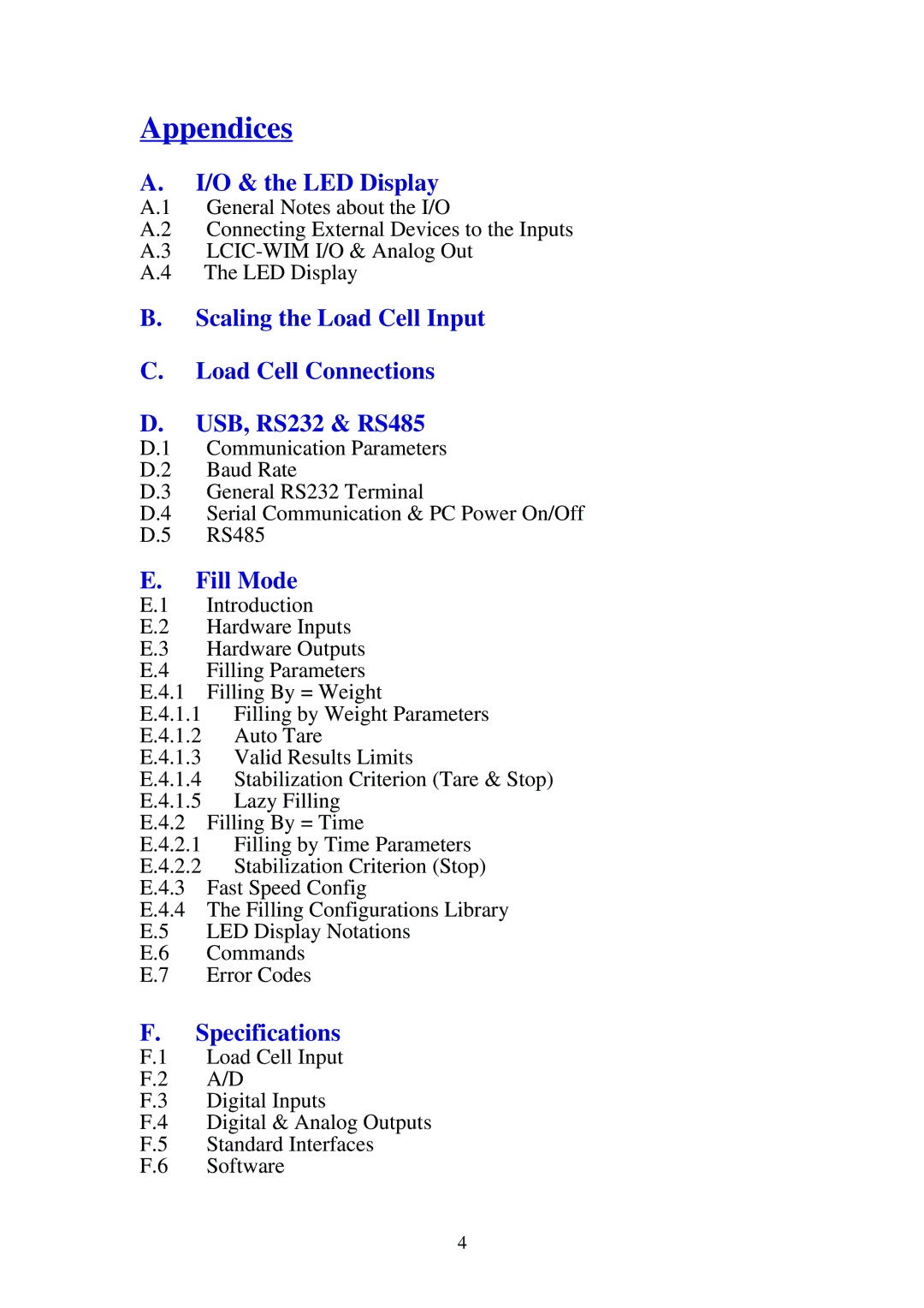 Omega Speaker Systems LCIC-WIM-BEN manual Appendices, O & the LED Display 