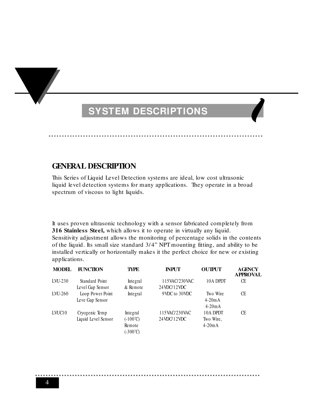 Omega Speaker Systems LVU-230, LVU-260, LVUC10 manual System Descriptions 