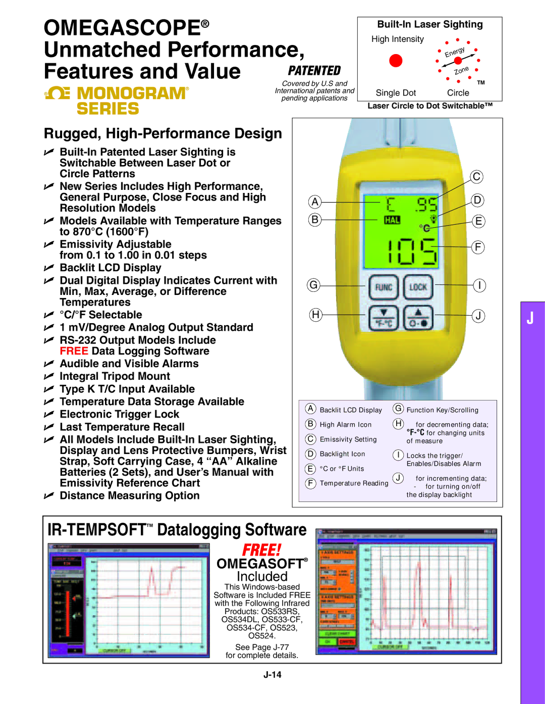 Omega Speaker Systems OS532 manual Built-In Patented Laser Sighting is, Switchable Between Laser Dot or, Circle Patterns 