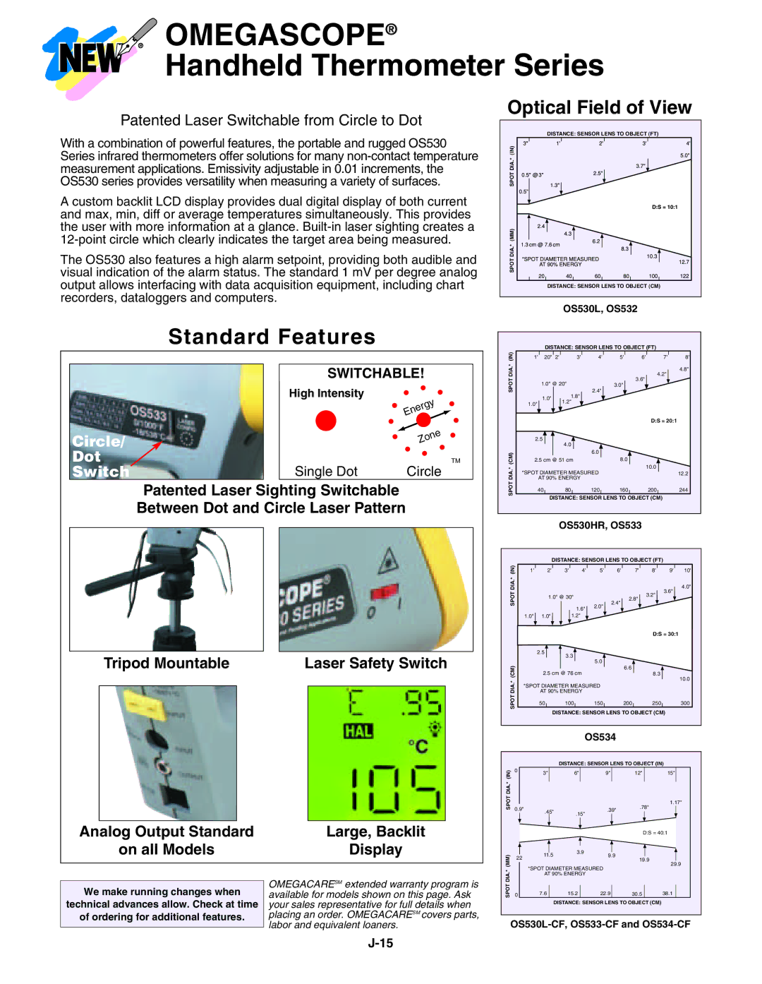 Omega Speaker Systems OS532 manual Laser Safety Switch, Analog Output Standard Large, Backlit On all Models Display, OS534 