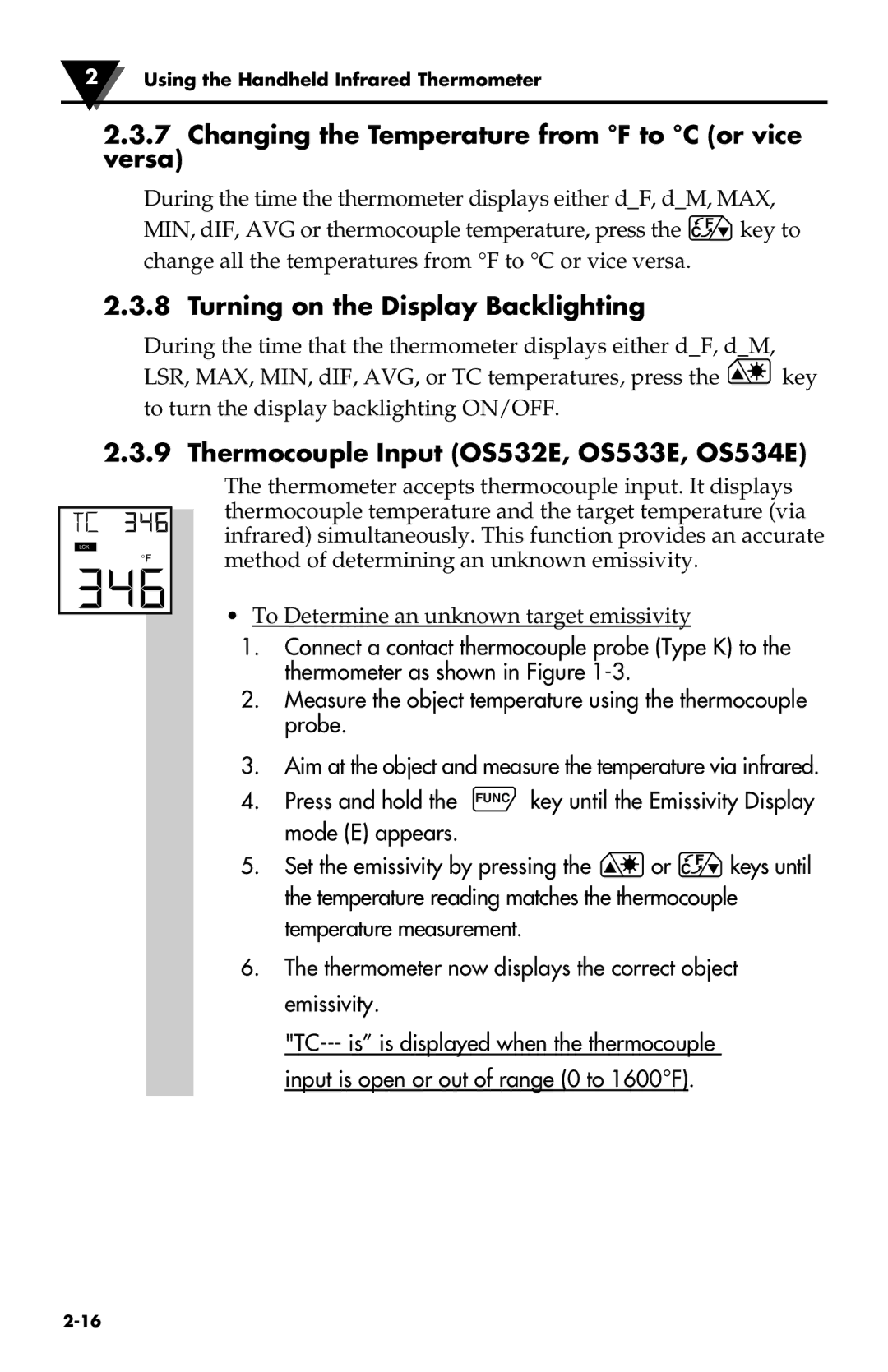 Omega Speaker Systems OS533E manual Changing the Temperature from F to C or vice Versa, Turning on the Display Backlighting 