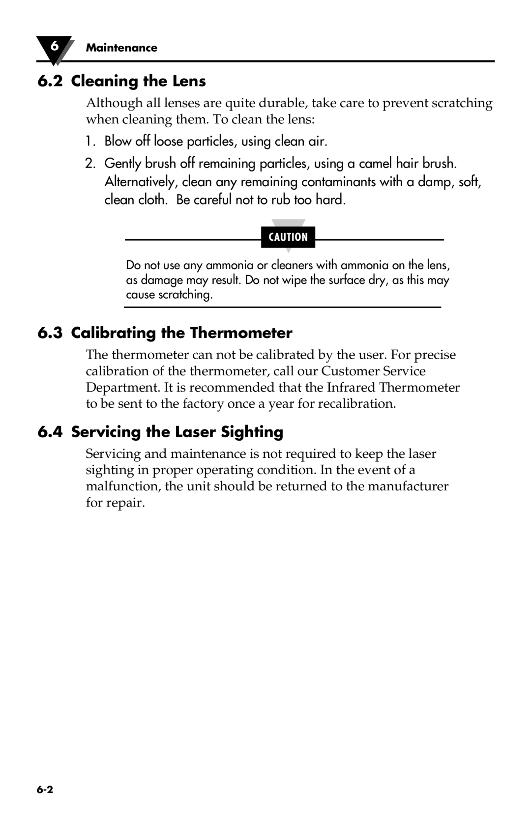 Omega Speaker Systems OS524E, OS532E, OS530LE Cleaning the Lens, Calibrating the Thermometer, Servicing the Laser Sighting 