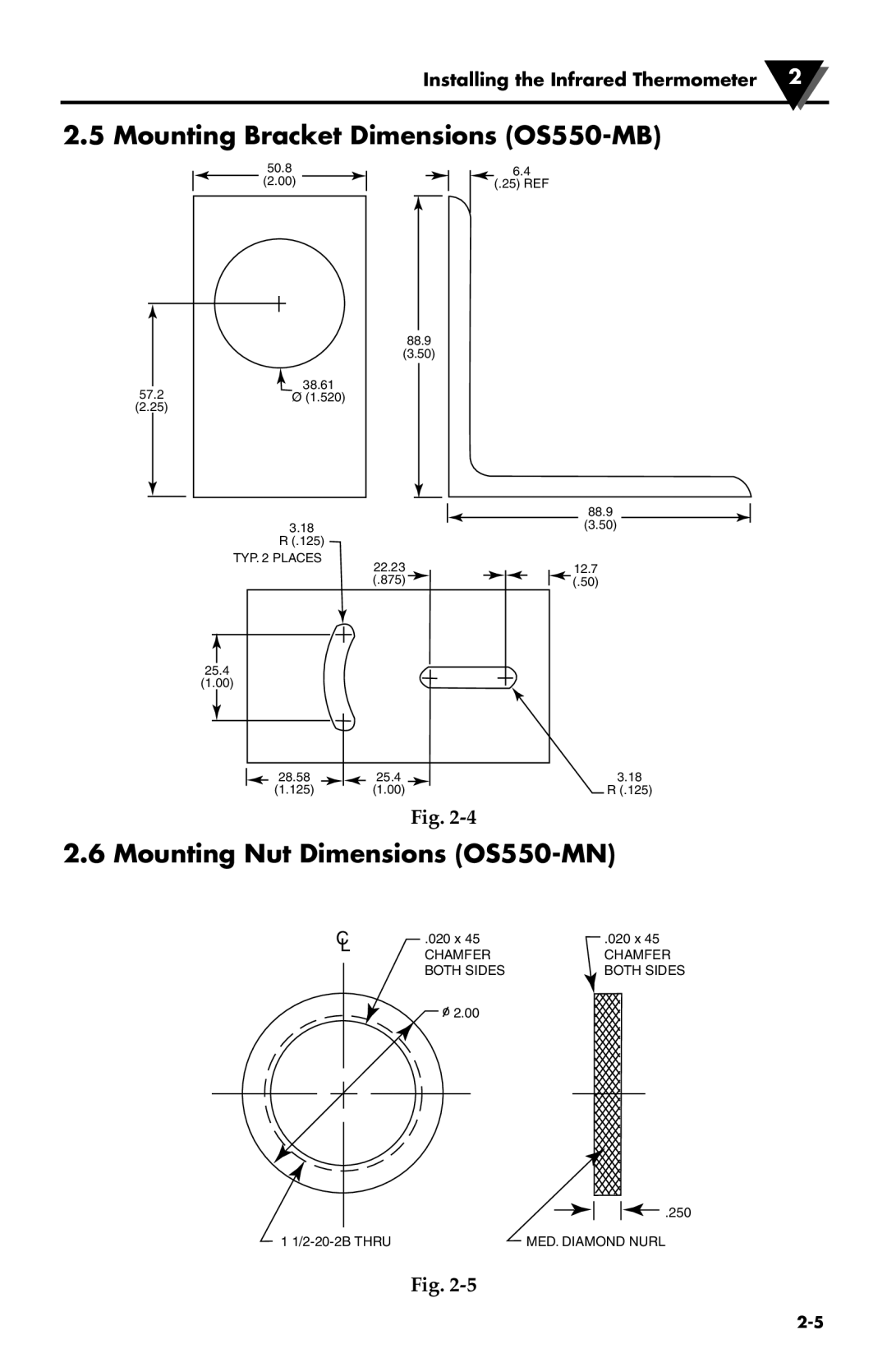 Omega Speaker Systems OS550 Series, OS550-BB Series Mounting Bracket Dimensions OS550-MB, Mounting Nut Dimensions OS550-MN 