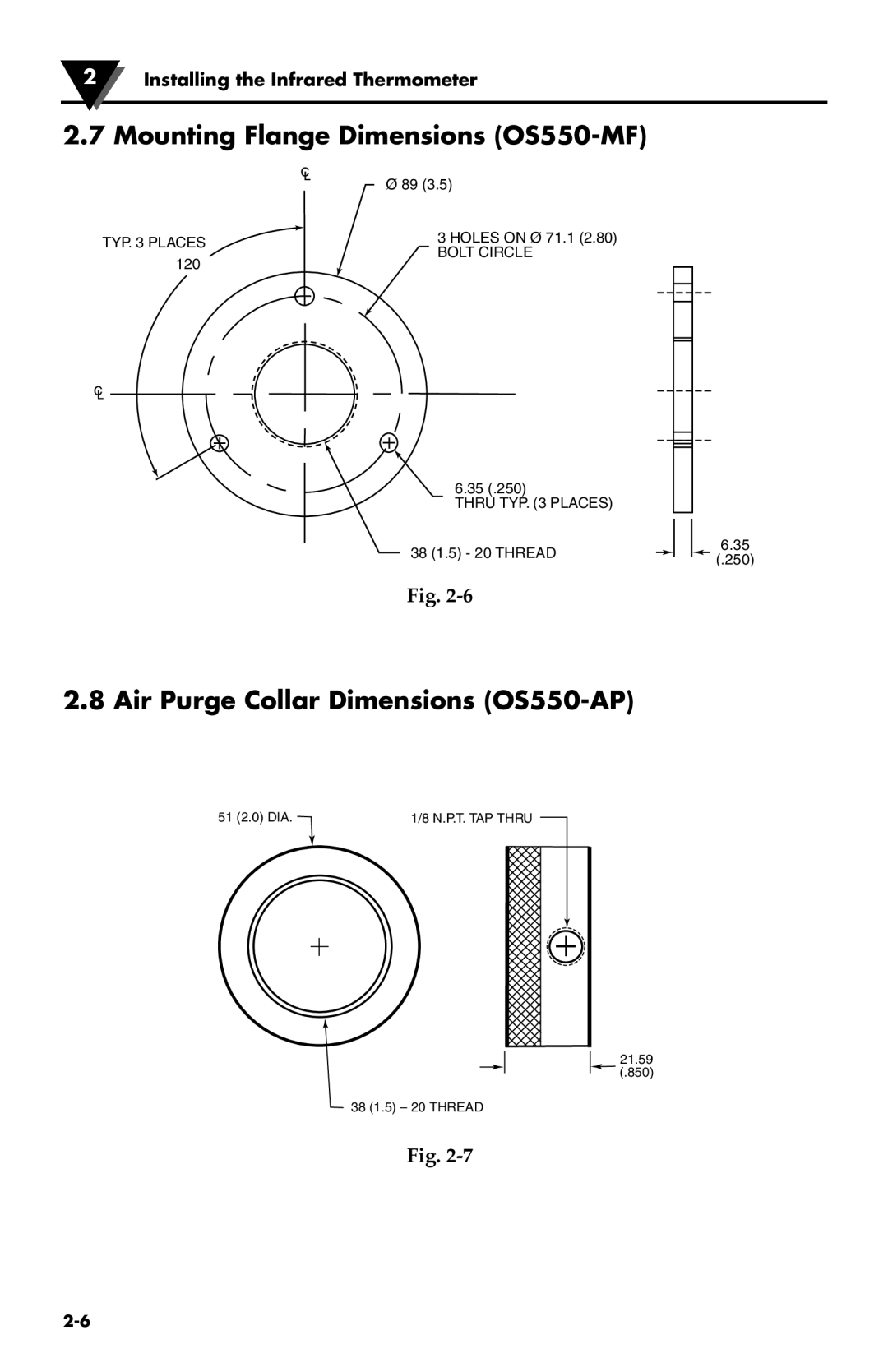 Omega Speaker Systems OS550-BB Series manual Mounting Flange Dimensions OS550-MF, Air Purge Collar Dimensions OS550-AP 