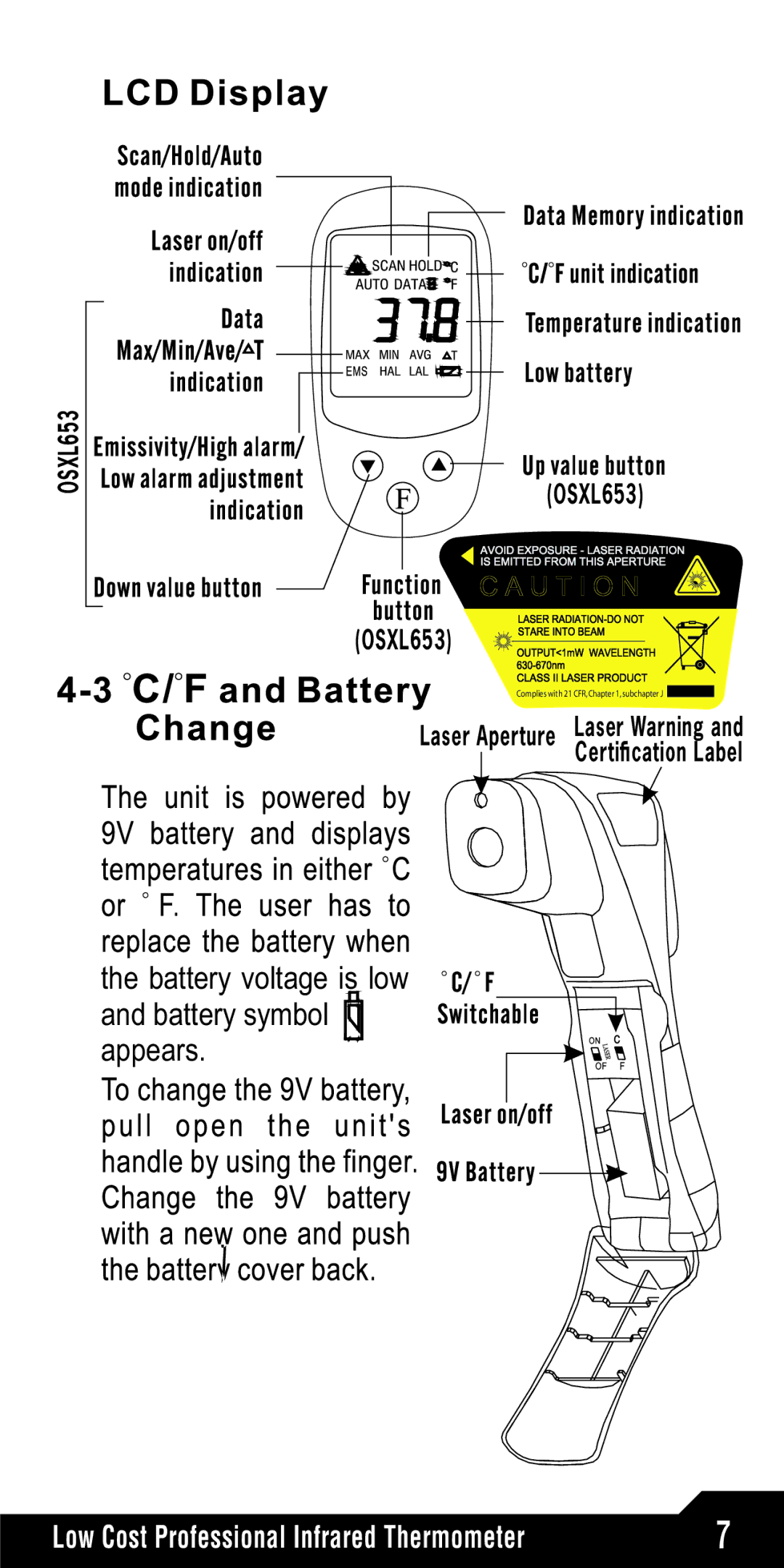 Omega Speaker Systems OSXL653, OSXL650 manual Battery voltage is low and battery symbol appears 