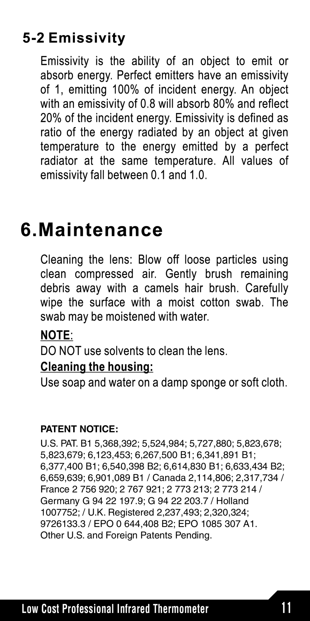 Omega Speaker Systems OSXL653, OSXL650 manual Patent Notice 