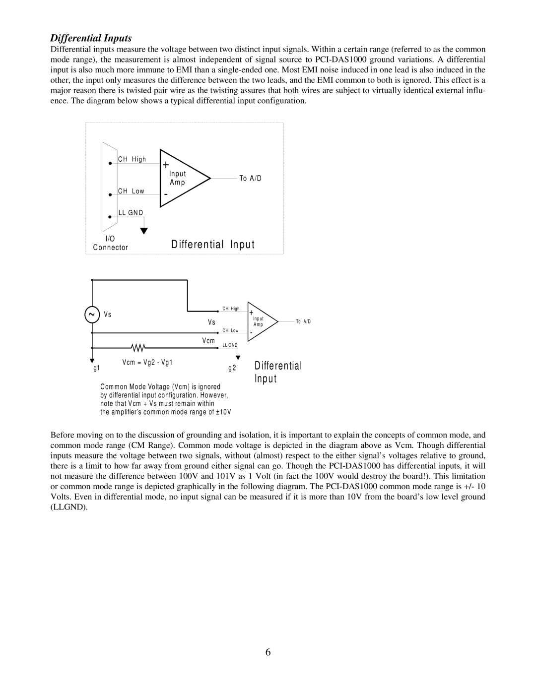 Omega Speaker Systems PCI-DAS1001, PCI-DAS1002 manual Differential Inputs 