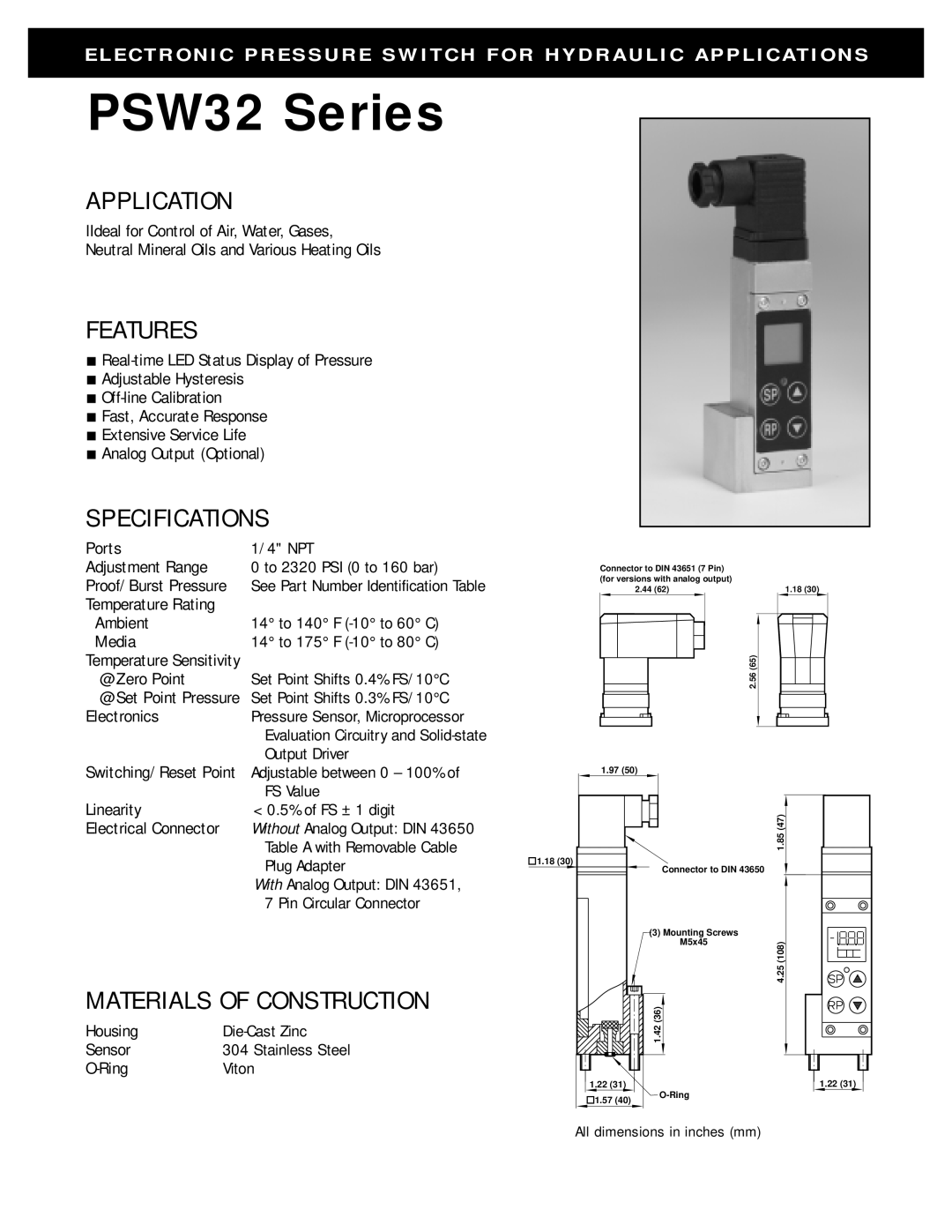 Omega Speaker Systems PSW32 manual Application, Features, Specifications, Materials of Construction 