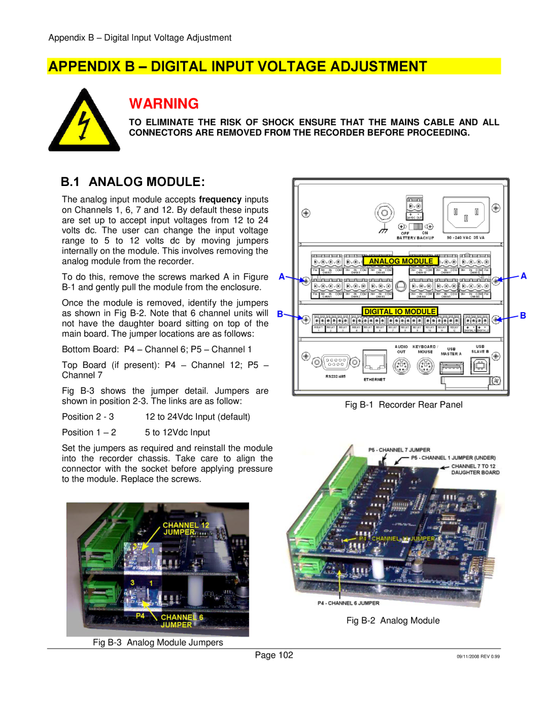 Omega Speaker Systems RD8300 manual Appendix B Digital Input Voltage Adjustment 