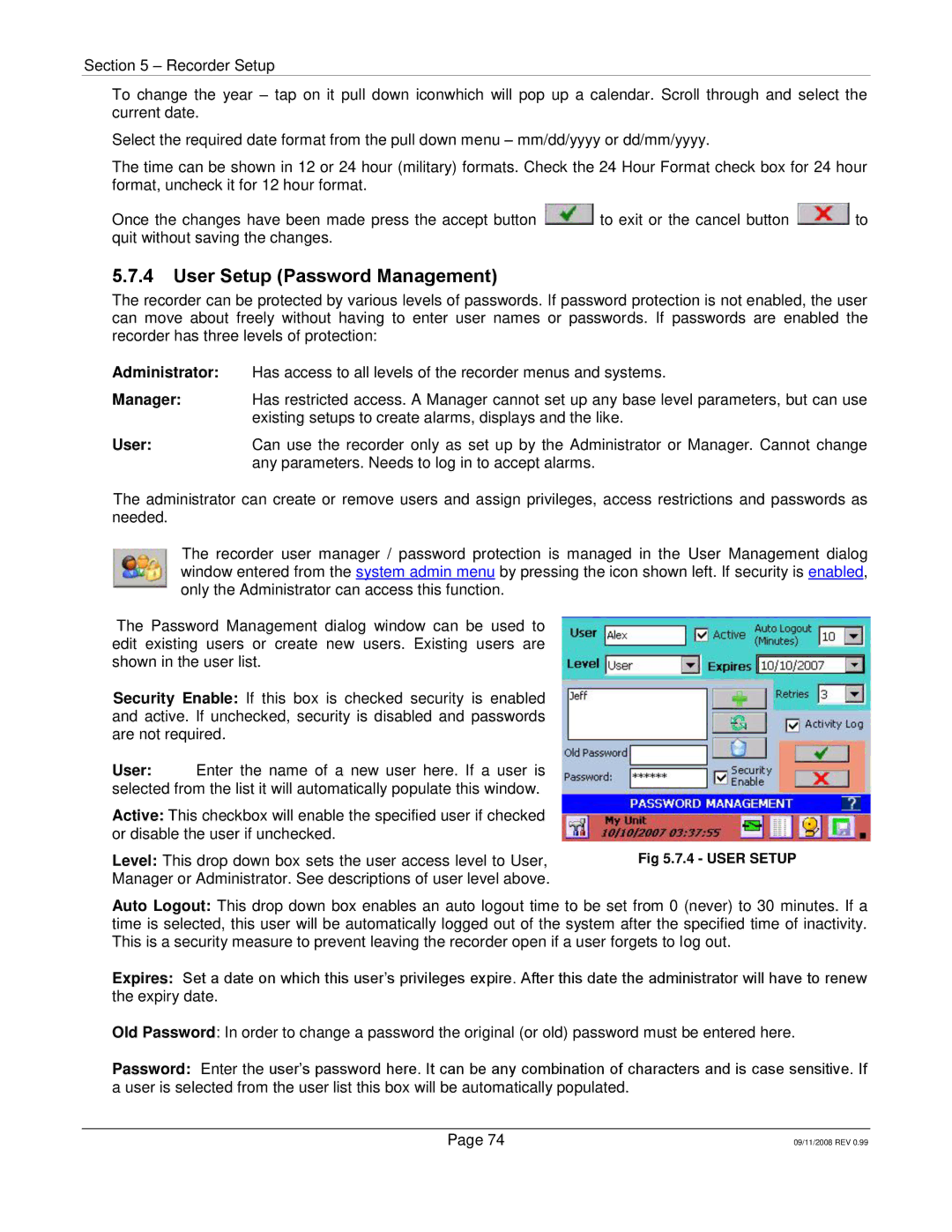 Omega Speaker Systems RD8300 manual User Setup Password Management 