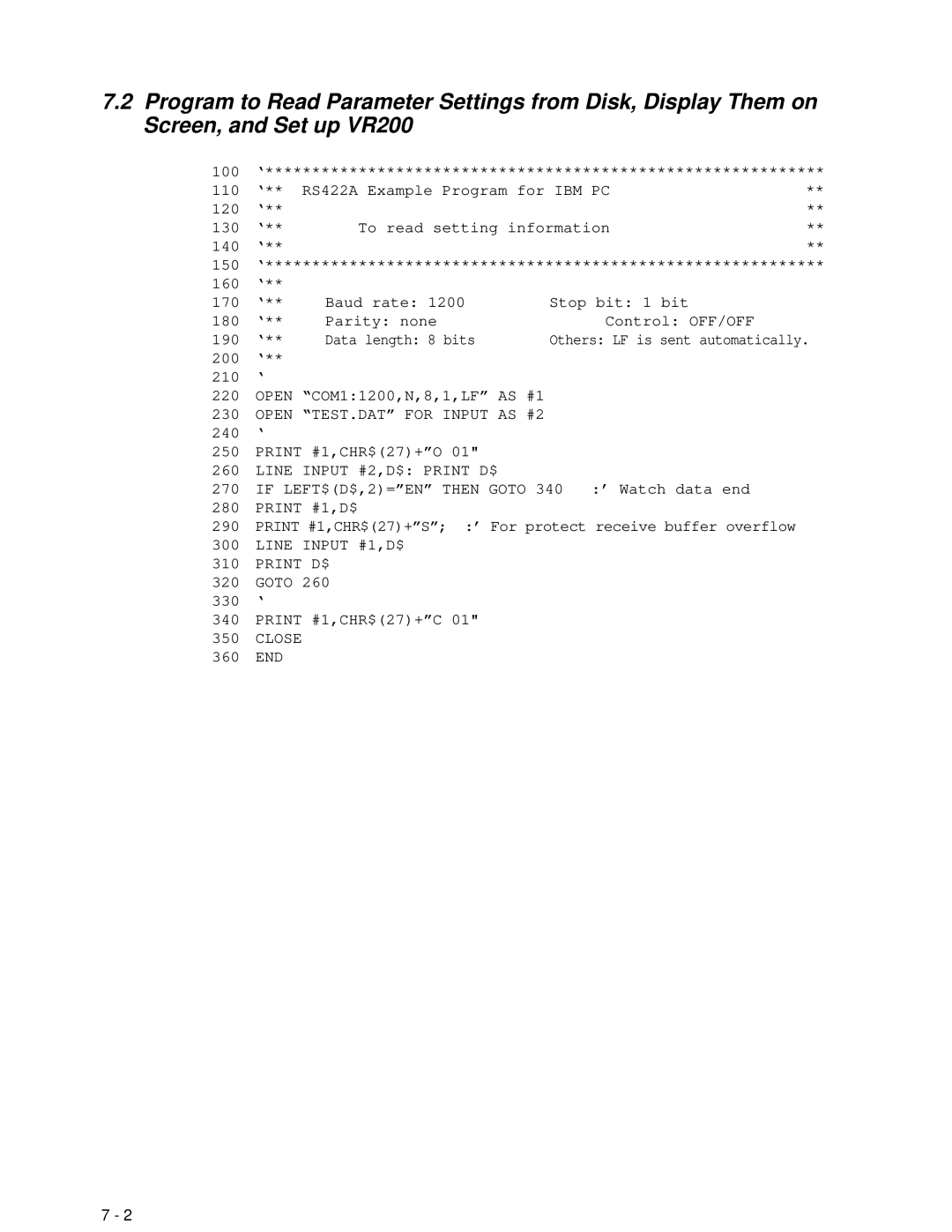 Omega Speaker Systems VR200 instruction manual Open TEST.DAT for Input AS #2 