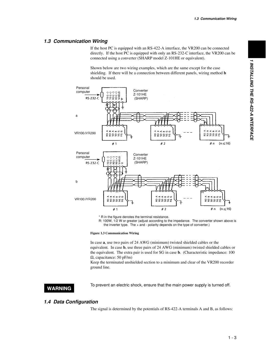 Omega Speaker Systems VR200 instruction manual Communication Wiring, Data Configuration 