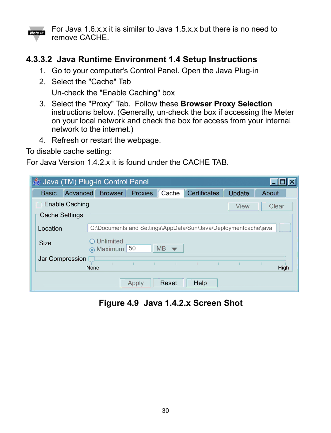 Omega Speaker Systems wi Series manual Java Runtime Environment 1.4 Setup Instructions, Java 1.4.2.x Screen Shot 