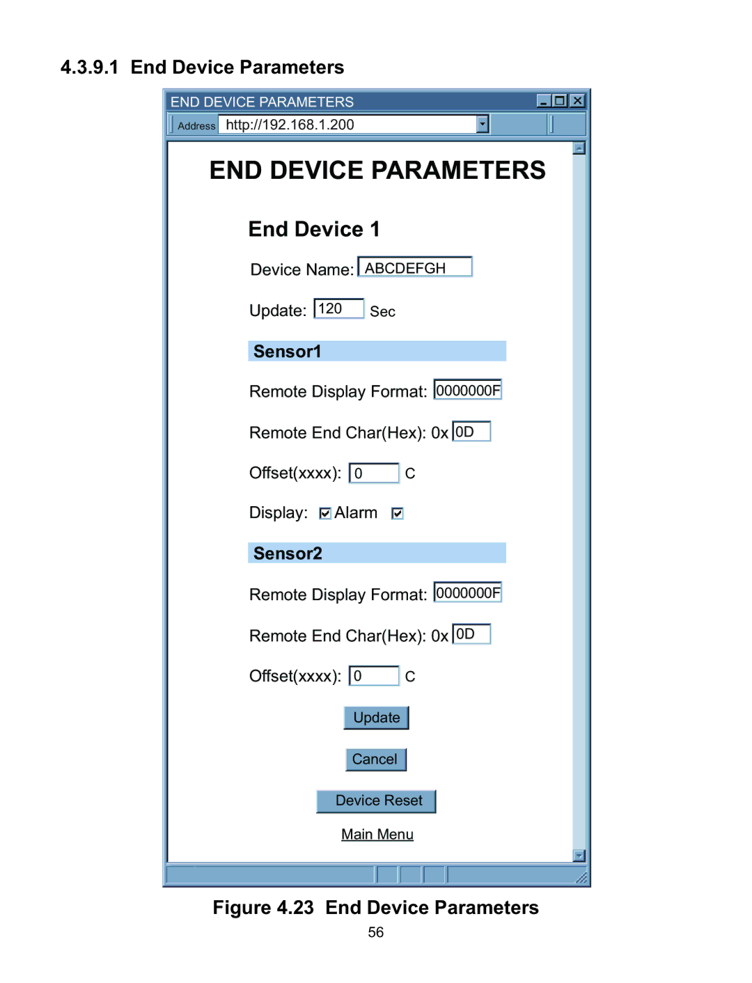 Omega Speaker Systems wi Series manual End Device Parameters, Sensor1, Sensor2 