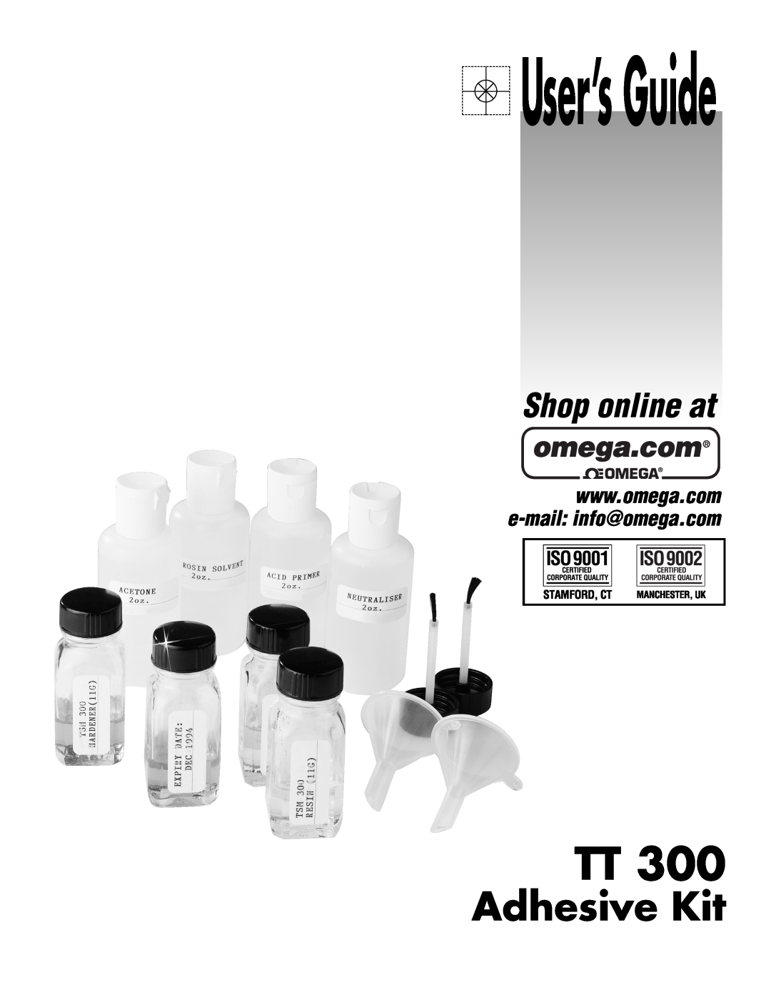 Omega TT300 manual User’sGuide, Adhesive Kit, Shop online at 