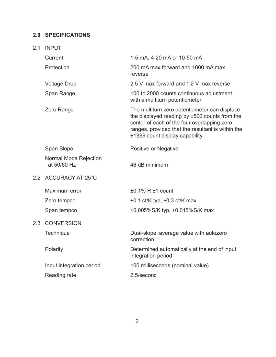 Omega TX82B manual Specifications, Input, Accuracy AT 25C, Conversion 