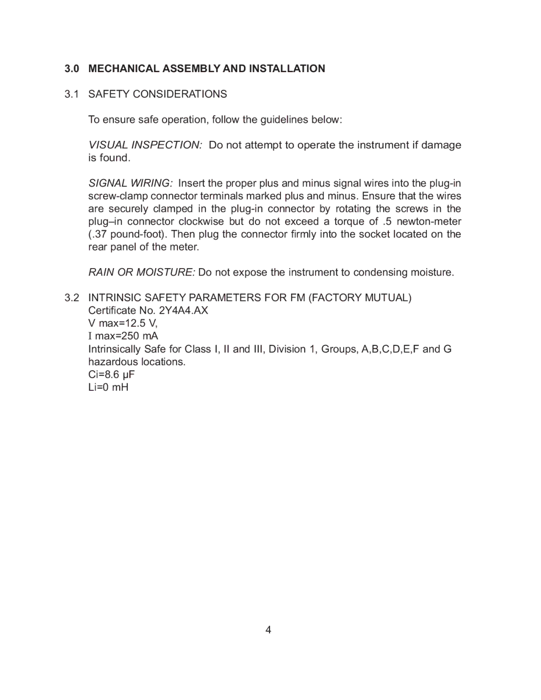 Omega TX82B manual Mechanical Assembly and Installation, Safety Considerations 