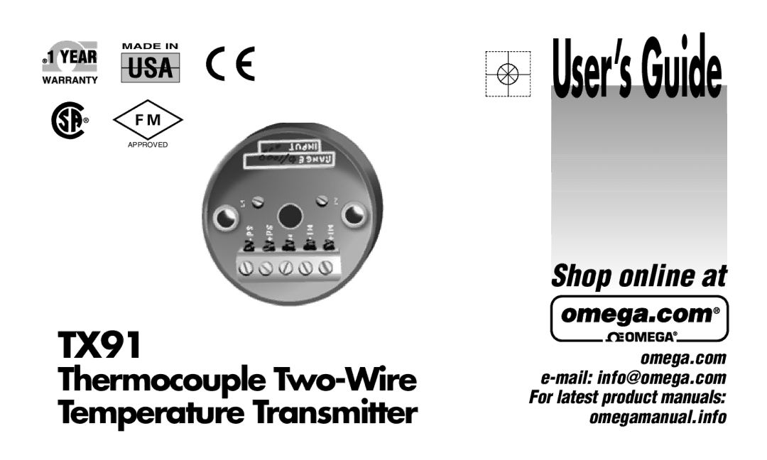 Omega TX91 manual User’sGuide 