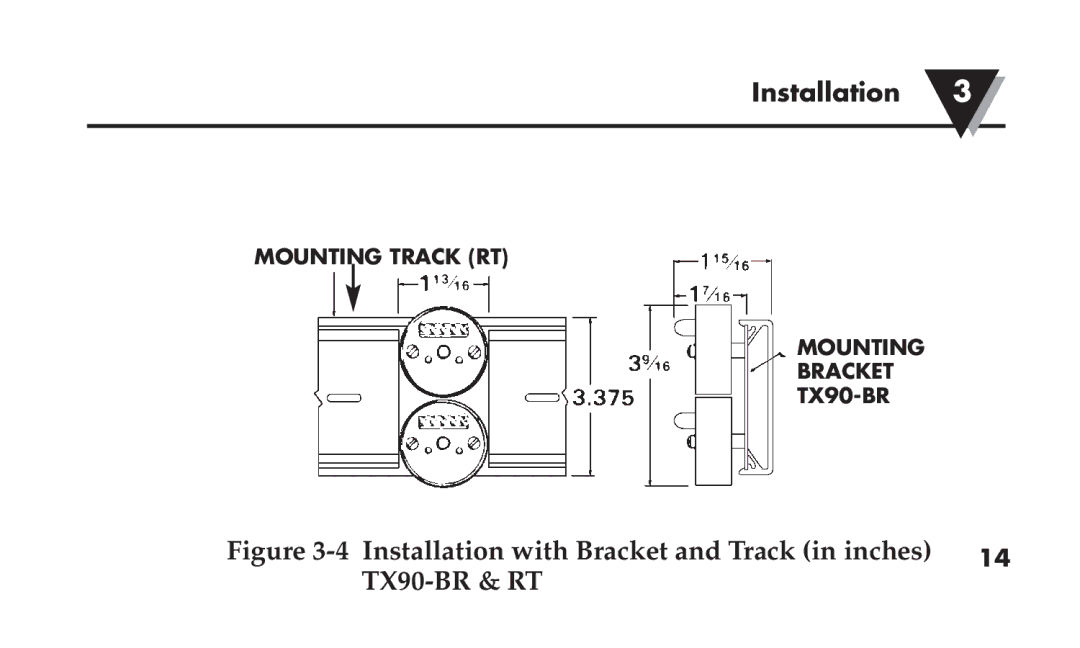 Omega TX91 manual Mounting Track RT Bracket TX90-BR 