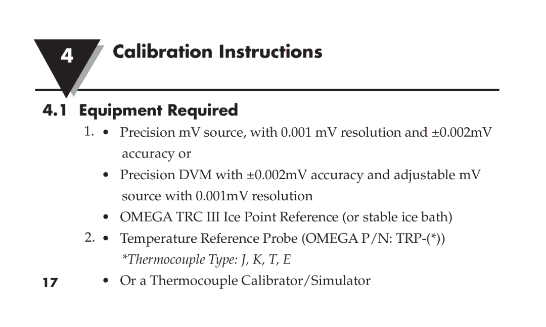 Omega TX91 manual Calibration Instructions, Equipment Required 