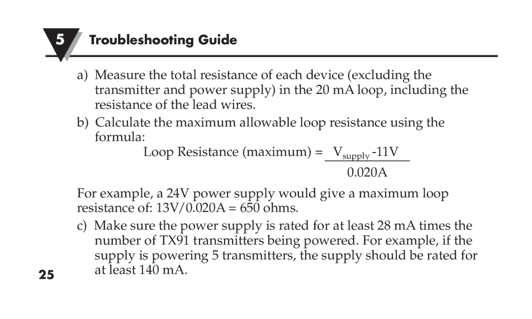 Omega TX91 manual Troubleshooting Guide 