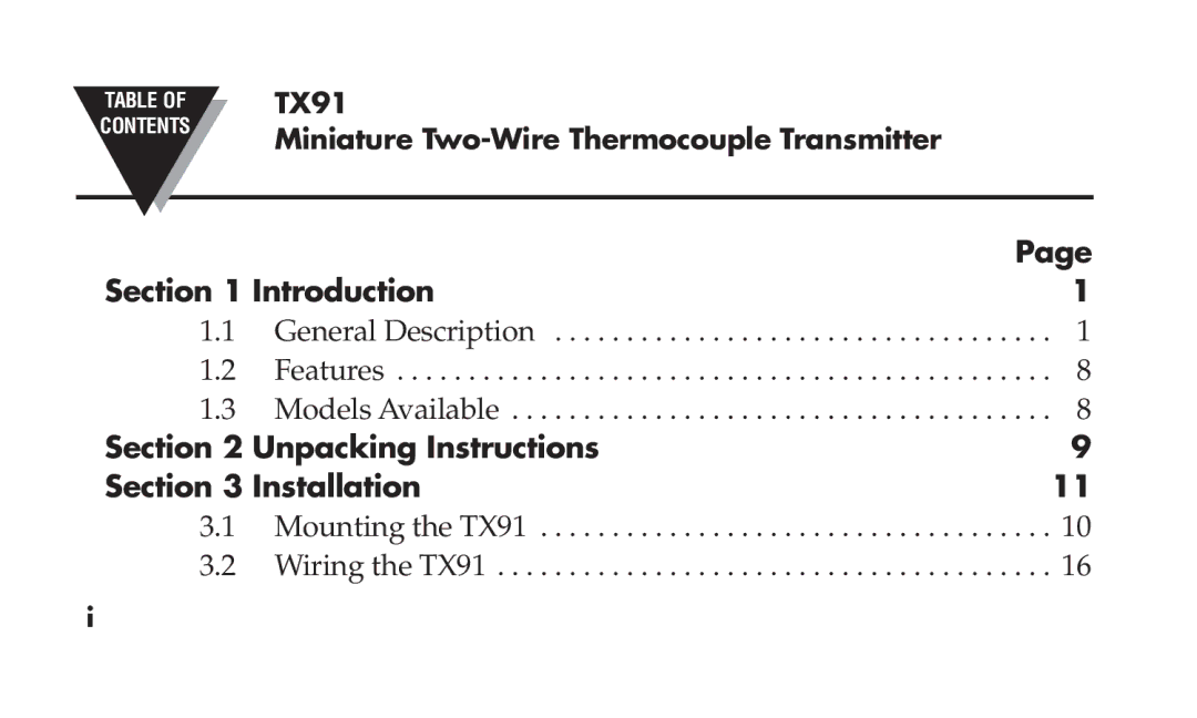 Omega TX91 manual Introduction 