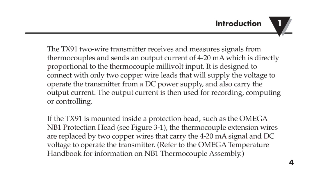 Omega TX91 manual Introduction 