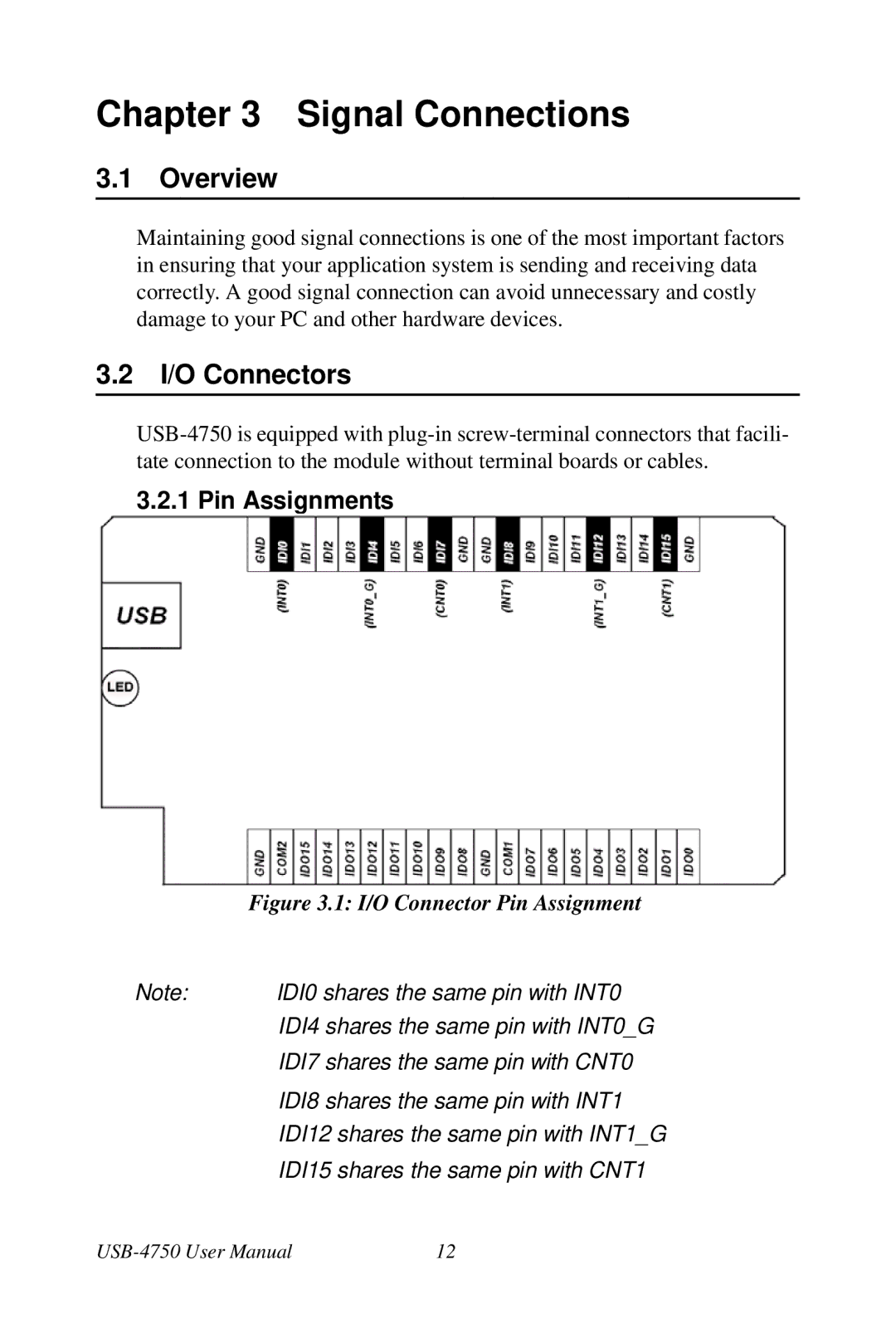 Omega USB-4750 manual Overview, I/O Connectors, Pin Assignments 