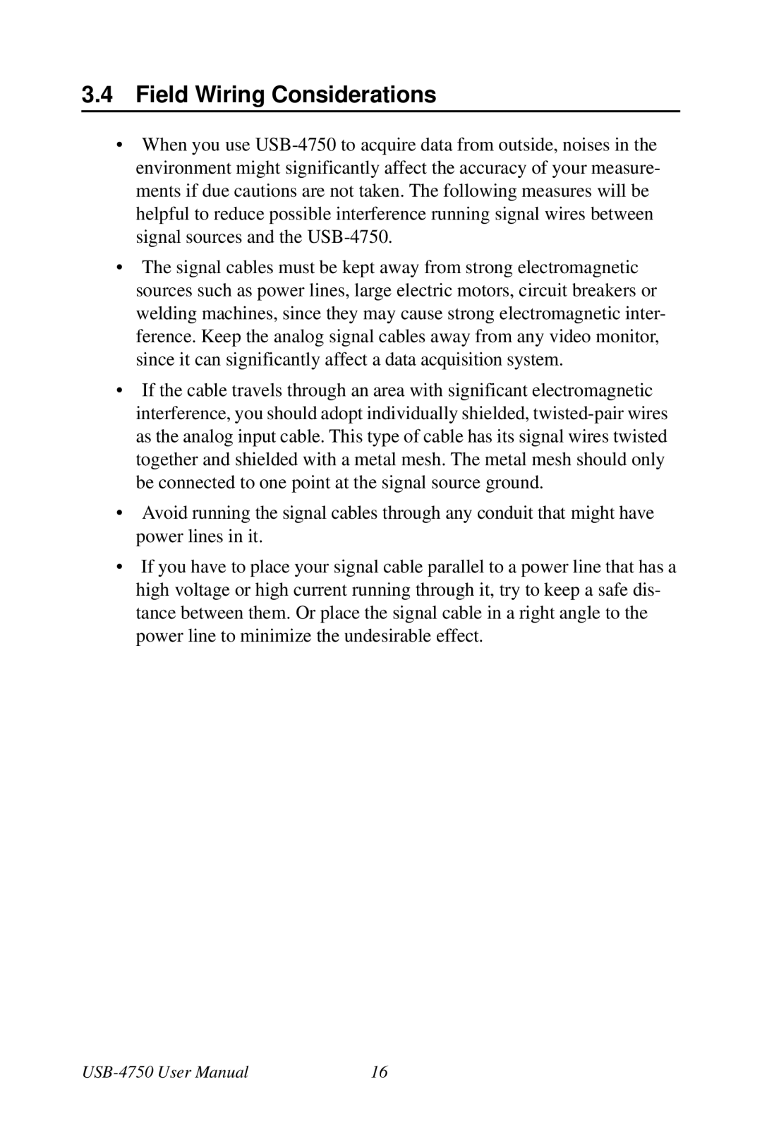 Omega USB-4750 manual Field Wiring Considerations 