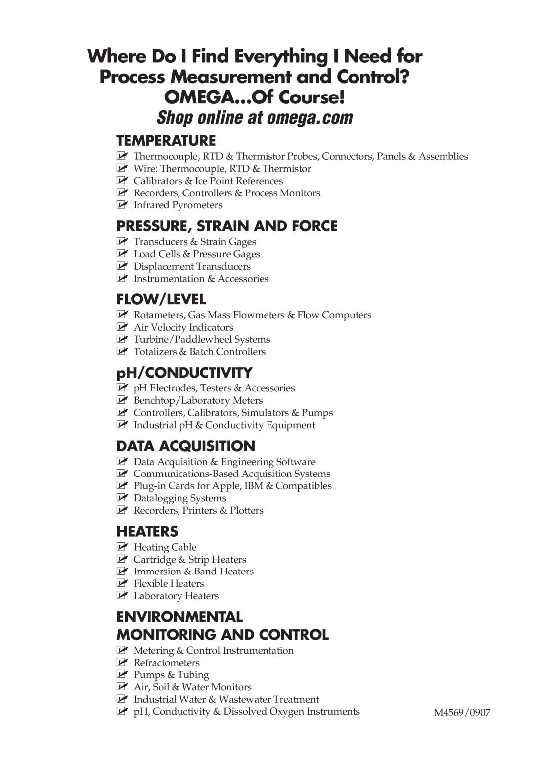 Omega USB-4750 manual Shop online at omega.com, Ph/Conductivity 