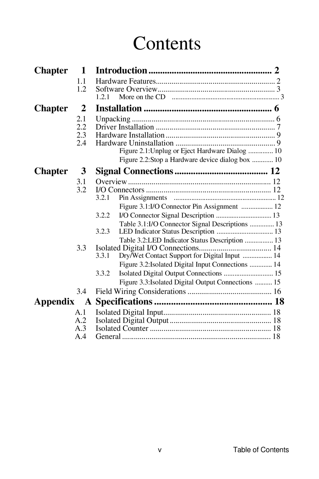 Omega USB-4750 manual Contents 