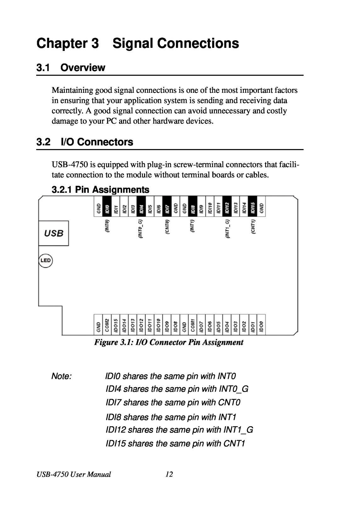 Omega USB-4750 manual Signal Connections, Overview, 3.2 I/O Connectors, Pin Assignments, 1 I/O Connector Pin Assignment 