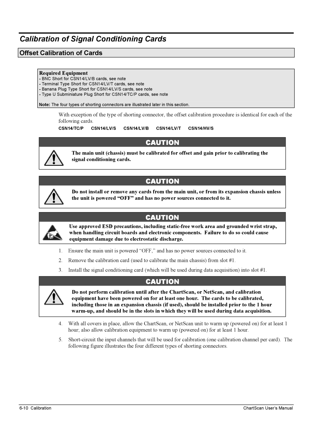 Omega Vehicle Security 1400 manual Calibration of Signal Conditioning Cards, Offset Calibration of Cards 