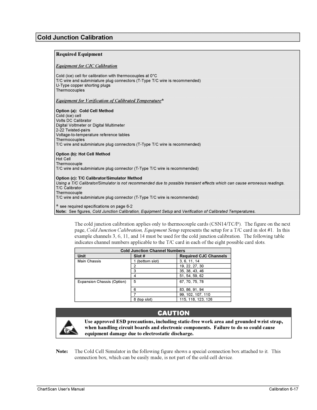 Omega Vehicle Security 1400 manual Cold Junction Calibration, Option a Cold Cell Method, Option b Hot Cell Method 