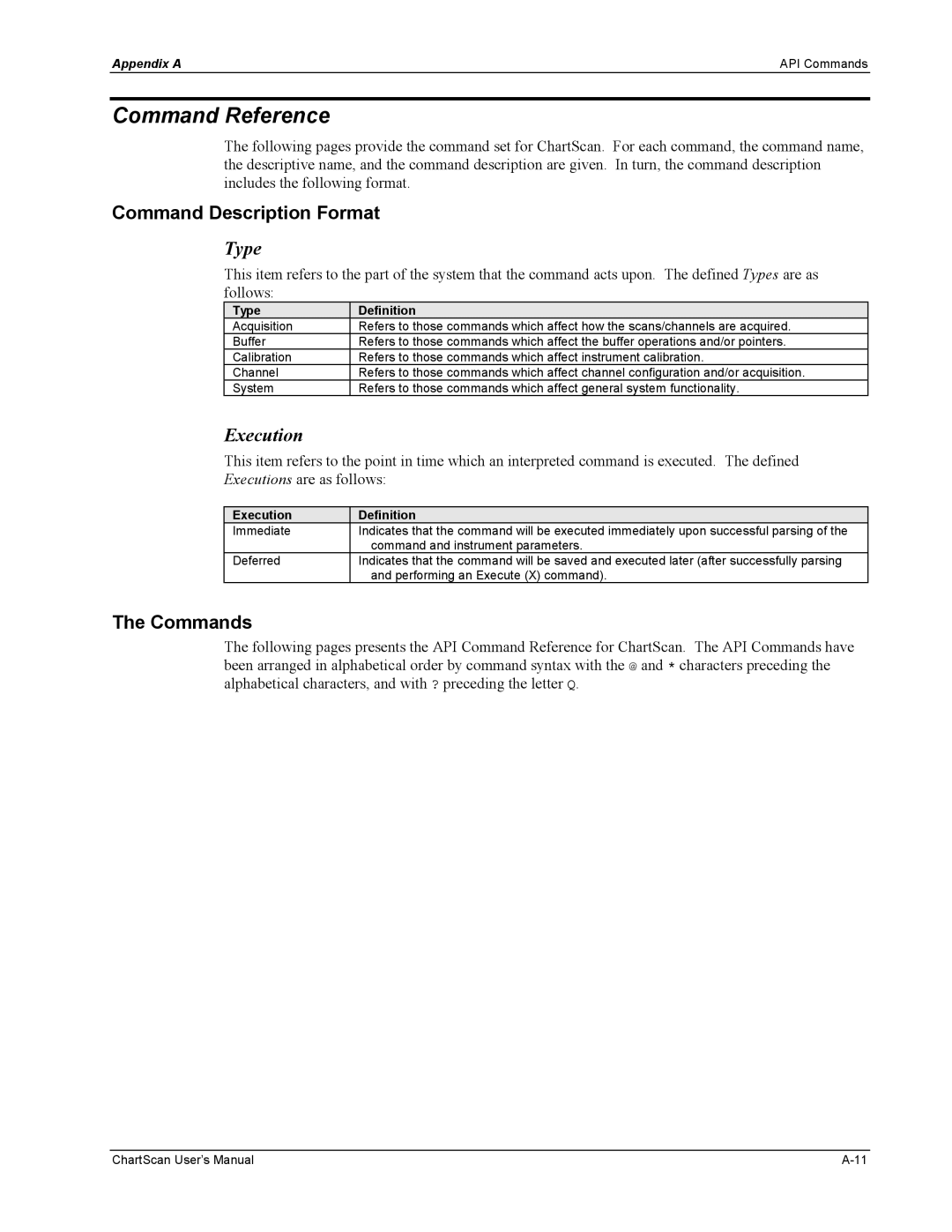 Omega Vehicle Security 1400 manual Command Reference, Command Description Format, Type, Execution, Commands 