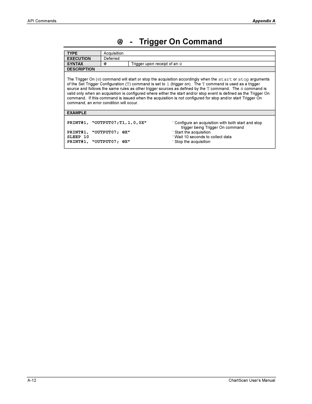 Omega Vehicle Security 1400 manual Trigger On Command, PRINT#1, OUTPUT07T1,1,0,0X, PRINT#1, OUTPUT07 @X, Sleep 