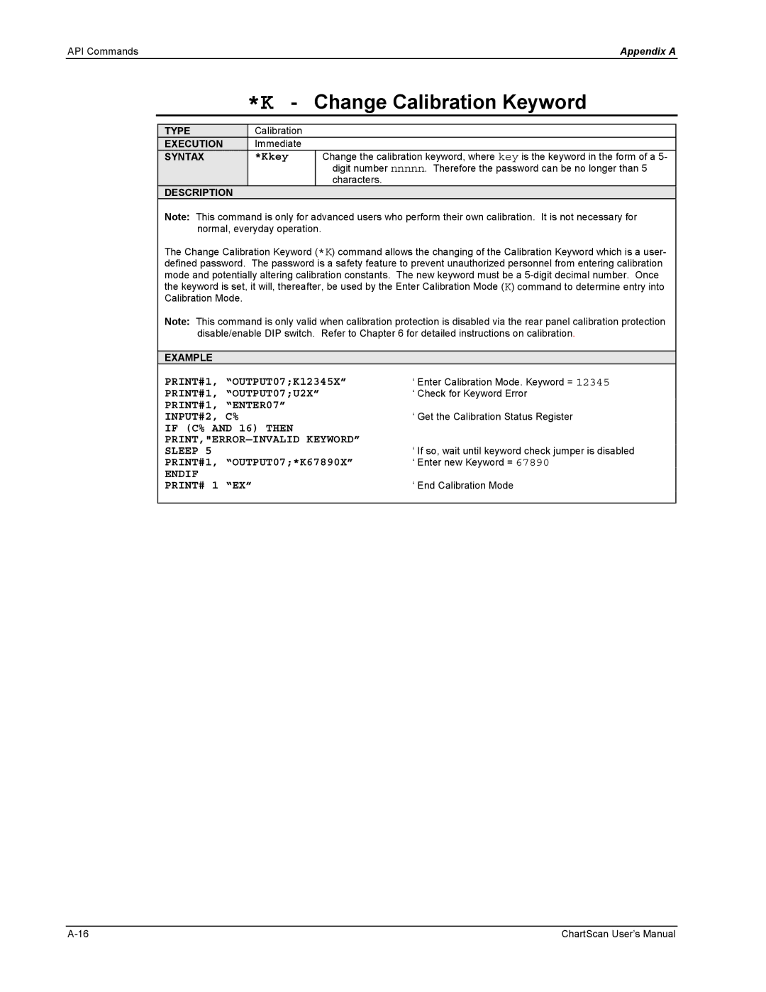 Omega Vehicle Security 1400 manual Change Calibration Keyword, PRINT#1, OUTPUT07U2X, PRINT#1, ENTER07 INPUT#2, C% 