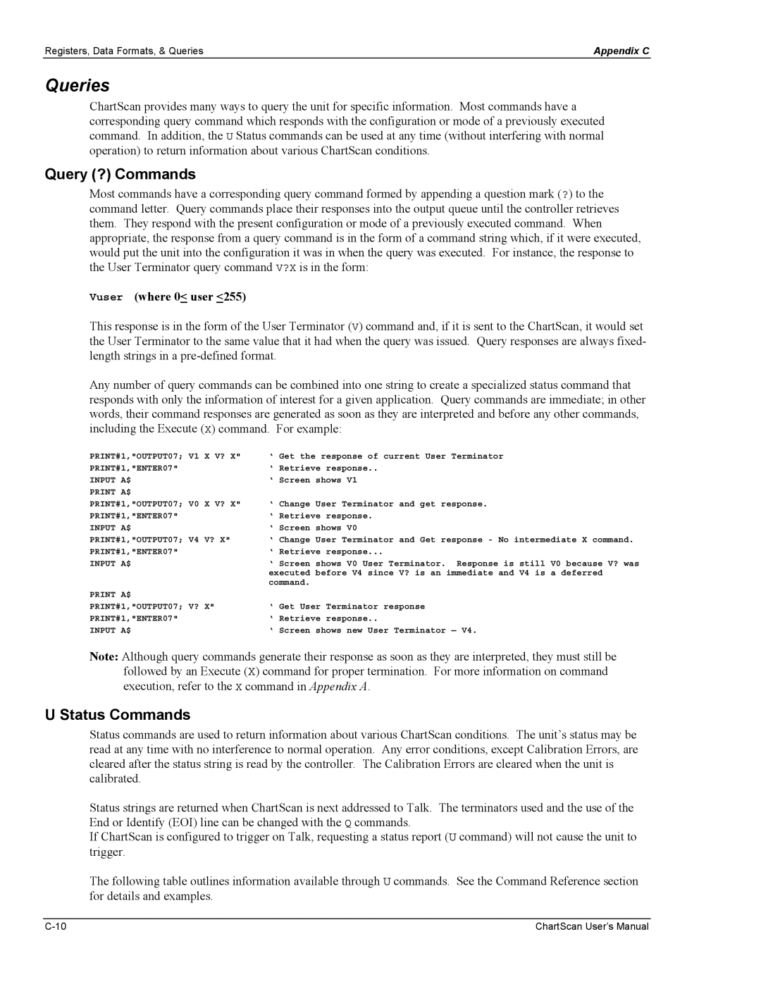 Omega Vehicle Security 1400 manual Queries, Query ? Commands, Status Commands, Vuser where 0 user 